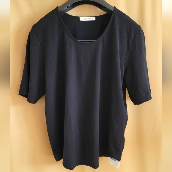 LEMAIRE-Black Scoop Neck T-Shirt - Picture 1 of 9